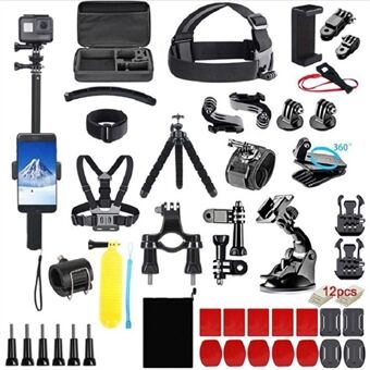 61-in-1 Universal Accessories Kit for GoPro Hero, DJI Osmo Action Camera Parts with Camera Bag, Tripod, Straps