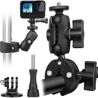 1403 6cm Camera Clamp Mount Multi-Function Monitor Holder 360-Degree Ball Head with 1 / 4" Adapter for DSLR Camera, Phone Clip