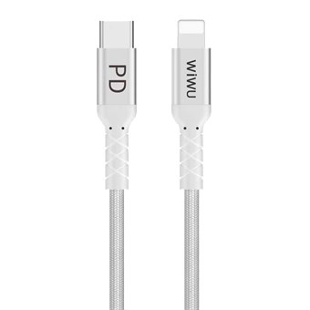 WIWU WP101 2.4A USB-C / Type-C to 8 Pin Data Sync Charging Cable PD Cable, Length: 1m (White)